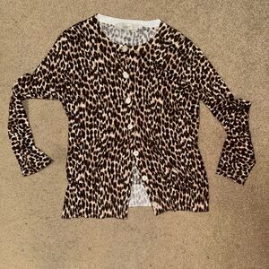 LOFT Animal Print Button-Up Cardigan